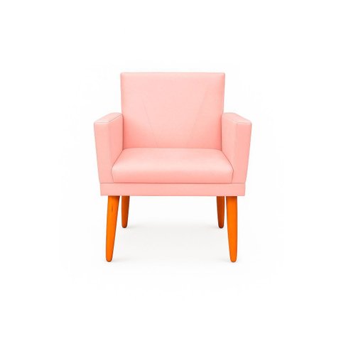 Poltrona Cadeira para Sala Confortável e Minimalista Paris em Suede Rosa Bebê