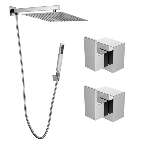 Kit Ducha Slim Gás Solar com Desviador 20x20 de Parede Cromado + Acabamento de Registro Base Deca