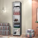 Ver imagem 3 de Armário Multiúso Sofia J&a Móveis 01 Porta 04 Prateleiras – Preto Fosco