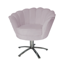 Ver imagem 2 de Poltrona Estofada Hall de Entrada Base Giratória de Metal Pétala Suede Rose - LM DECOR