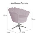 Ver imagem 4 de Poltrona Estofada Hall de Entrada Base Giratória de Metal Pétala Suede Rose - LM DECOR