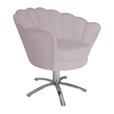 Ver imagem 3 de Poltrona Estofada Hall de Entrada Base Giratória de Metal Pétala Suede Rose - LM DECOR