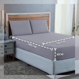 Jogo de Cama Lençol Queen 300 Fios Algodão 4 Peças Conjunto com Elástico e Fronhas:cinza - 3