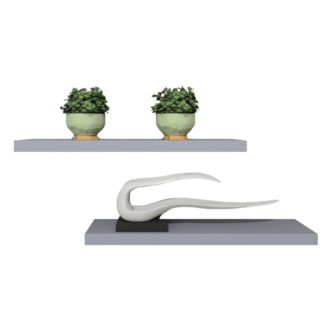 Kit 2 Prateleiras Retas Decorativas com Suporte Invisível Mdf 60x15 Plancasa:azul Sereno
