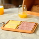 Ver imagem 2 de Porta Frios de Bambu Duplo com Tampa Transparente Porta Presunto e Queijo com Divisória Sense 26,5x1