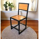 Ver imagem 2 de Cadeira com Encosto Aço Ferro Mdf Robusta Cor Dourado Mdf Escuro Estilo Industrial Cd-01