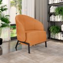 Ver imagem 2 de Kit 2 Poltronas Decorativa Sala de Estar Kenya Pés em Ferro Bouclê Preto/terracota G33 - Gran Belo