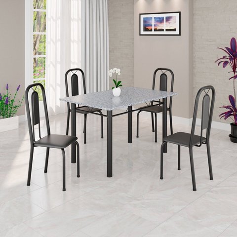 Conjunto Sala de Jantar com 4 Cadeiras Lívia Preto