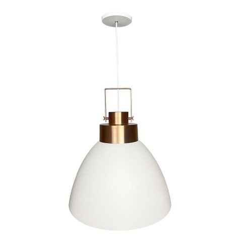 Lustre Pendente Utron King Estilo Industrial Alumínio 40cm - Branco/cobre Duo Color