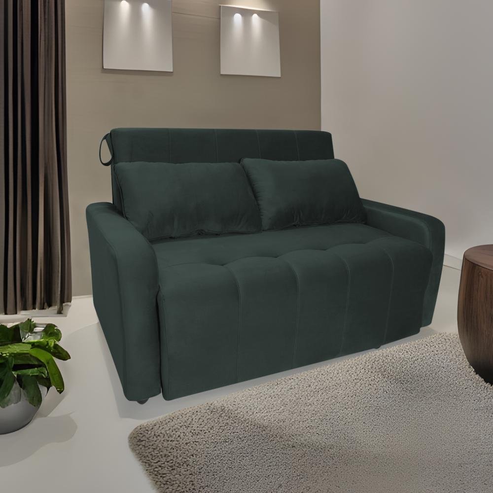 Sofá Cama para Sala de Estar Amora New Suede - Petróleo - 1