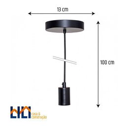 Pendente Luminária Fio Preto Metallum - 4