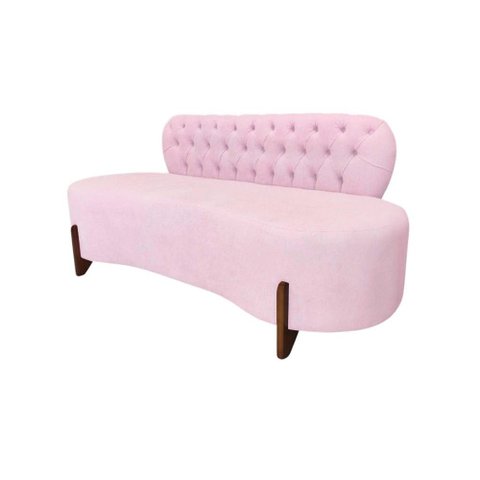Sofá 2 Lugares Orgânico Curvo Tókio 150cm Couro Rosa Bebê