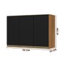 Armário Aéreo Para Quarto 3 Portas 90 cm Nature Preto Fosco Gabriela Shop Jm - 4