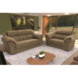 Conjunto Sofá Windsor Velut Bege 3 e 2 Lugares 2,04m e 1,59m - King House - 1