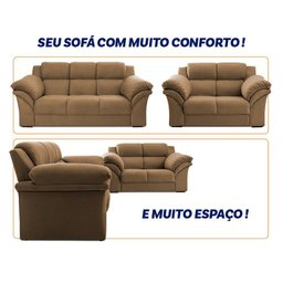 Conjunto Sofá Windsor Velut Bege 3 e 2 Lugares 2,04m e 1,59m - King House - 4