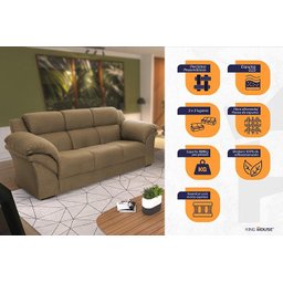 Conjunto Sofá Windsor Velut Bege 3 e 2 Lugares 2,04m e 1,59m - King House - 3