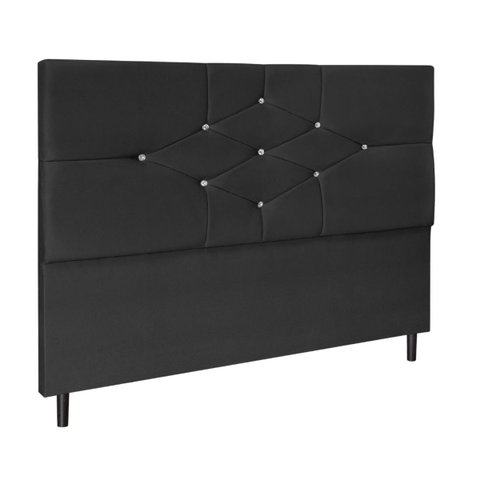 Cabeceira Estofada Cama Solteiro 90 cm Virgínia Suede Preto
