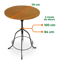 Ver imagem 4 de Jogo de Mesa Bistrô com 4 Banquetas Reguláveis em Ferro e Madeira Mesa Redonda Ajustável