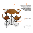 Ver imagem 2 de Jogo de Mesa Bistrô com 4 Banquetas Reguláveis em Ferro e Madeira Mesa Redonda Ajustável