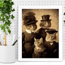 Ver imagem 2 de Quadro Vintage Foto Família Gato 24x18cm - com Vidro:moldura Branca