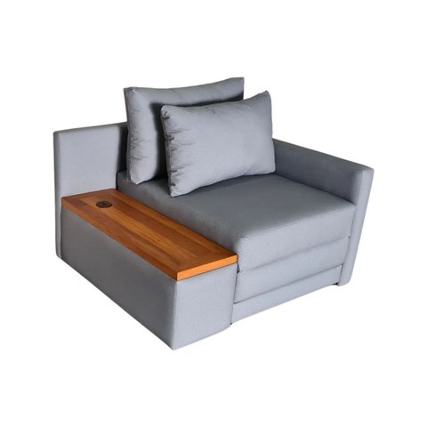 Poltrona Cama USB | Tampo Lateral | Tecido Acquablock Impermeável | Medida 100 | Cinza