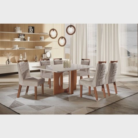 Sala de Jantar 6 Cadeiras 1,80x0,90m -firenze Atena Lj