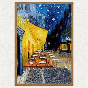 Quadro Moldurado Vicent Van Gogh Café Cafeteria Noite