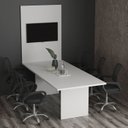Ver imagem 1 de Kit com Mesa para Reunião 6 Lugares e Painel para TV até 37 Polegadas Branco