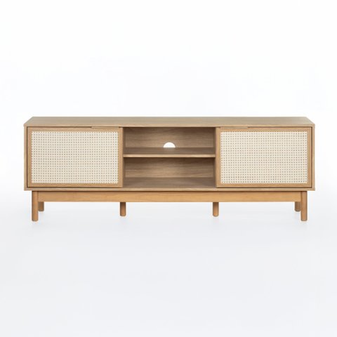 Rack Kaki 2 Portas 1 Nicho 160 Cm X 36 Cm Tauari - Telinha Portuguesa Tauari - Telinha Portuguesa