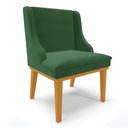 Ver imagem 1 de Cadeira De Jantar Veludo Verde Base Fixa Madeira Castanho