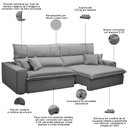 Ver imagem 3 de Sofá Retrátil Reclinável para Sala 3 Lugares 250cm Aisha F04 Veludo Cinza Claro - Lyam Decor