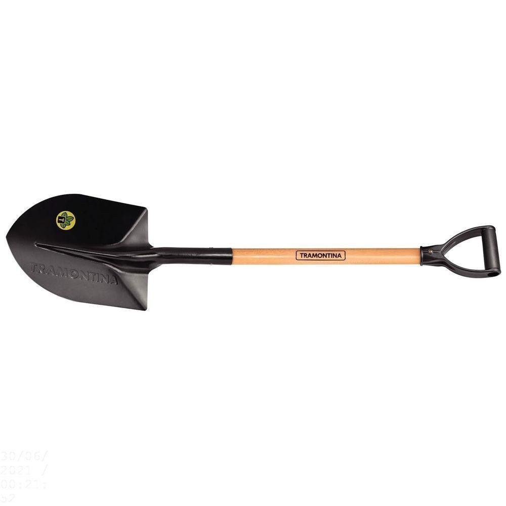 Pá de Bico 460/20 em Aço com Cabo de Madeira 71 Cm com Empunhadura Plástica Curva Ergonôm