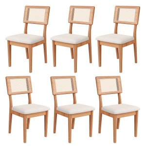 Kit 6 Cadeiras Estofadas Encosto de Tela em 100% Mdf Freijó Cesare Claro Dalla Costa