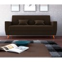 Ver imagem 2 de Sofá Cama Rocoo 205cm Reclinável Veludo Marrom - Sallar Home