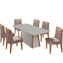 Ver imagem 2 de Mesa de Jantar Diane 180cm Mdf Vidro com 6 Cadeiras Moderna Linho Capuccino Off White Naturale