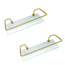 Ver imagem 1 de Kit C/ 2 Porta Shampoo Reto Dourado com Vidro Incolor