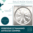 Ver imagem 2 de Tampa Ralo Grelha Banheiro 10x10 Inox 201 Quadrado 100mm