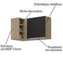 Ver imagem 3 de Armário Aéreo de Canto Reto Flex Com Nicho Adega Austin Castanho/Preto - Lumil Lumil Móveis
