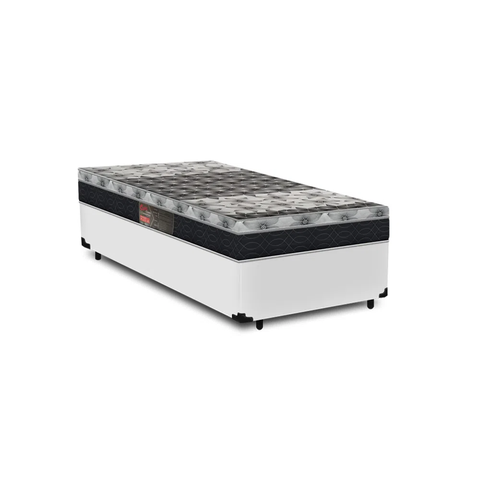 Cama Box Solteiro Branca + Colchão de Molas - Castor - Class Tecnopedic One Face 88x188x60cm
