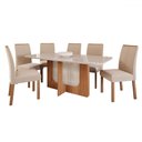 Ver imagem 2 de Mesa de Jantar 6 Lugares Louise Clarice com Vidro Cinamomo/off White/nude - Cimol