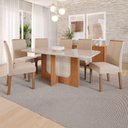 Ver imagem 1 de Mesa de Jantar 6 Lugares Louise Clarice com Vidro Cinamomo/off White/nude - Cimol