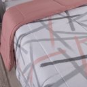 Ver imagem 3 de Kit Edredom Cobertor Zurique Queen Dupla Face Micropercal Estampado 400 Fios 3 Peças Geométrico Rosê