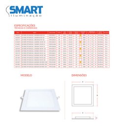 Luminária Painel Plafon Led 12w Quadrada Embutir 4000k - 5