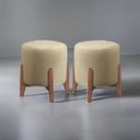 Ver imagem 2 de Kit 2 Puff Decorativo para Sala Redondo Luxo Atenas Suede:bege