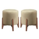 Ver imagem 1 de Kit 2 Puff Decorativo para Sala Redondo Luxo Atenas Suede:bege