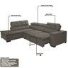 Sofá de Canto Retrátil 5 Lugares Reclinável Chaise D 2,80 X 2,20 M Sttilo Marron/cinza -megasul - 4