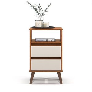 Mesa de Cabeceira Retrô Roma Freijó/off White - Ej Móveis