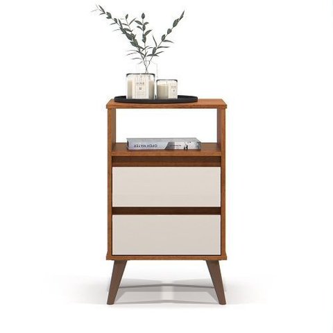 Mesa de Cabeceira Retrô Roma Freijó/off White - Ej Móveis