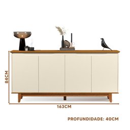 Aparador Buffet 4 Portas Off White Freijó Flex Fausto Shop JM - 4