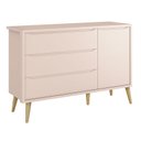 Ver imagem 4 de Guarda Roupa Infantil 3 Portas e Cômoda Theo 1 Porta Rosa com Pés Madeira Natural – Reller